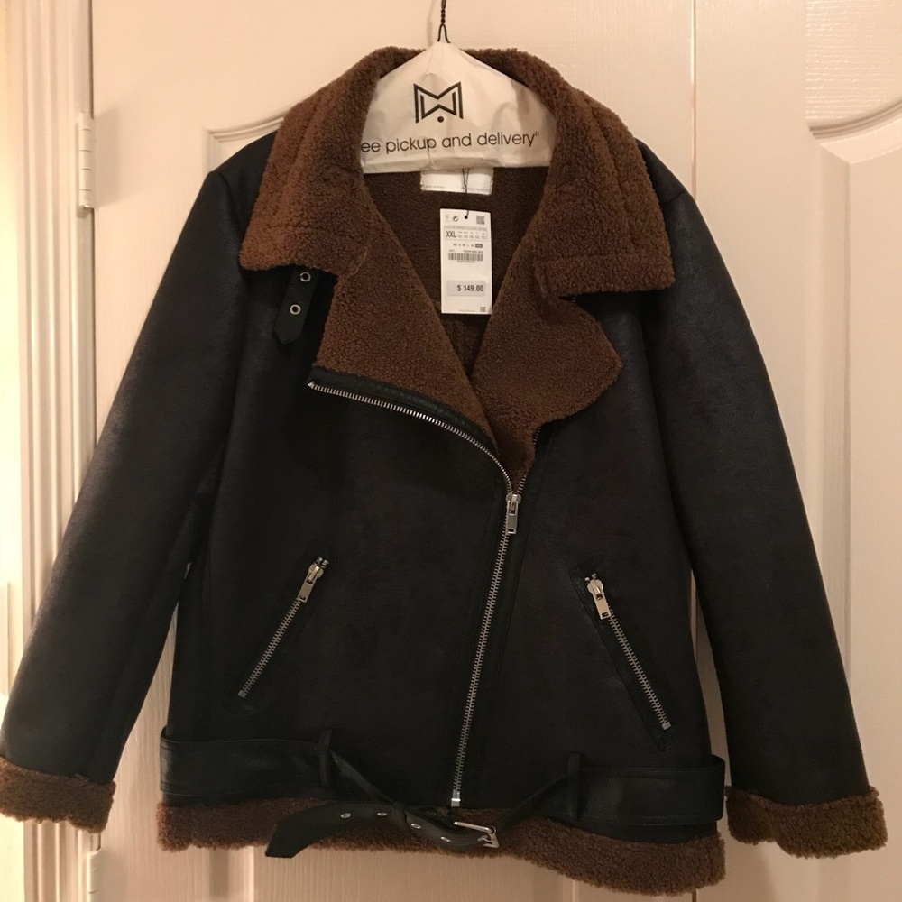 Zara Oversized Textured Biker Jacket